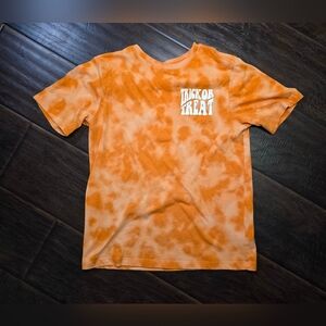 Wonder Nation Girls Orange Tie Dye Trick Or Treat Halloween Shirt Large